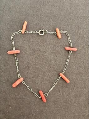 Silver And Coral Necklace